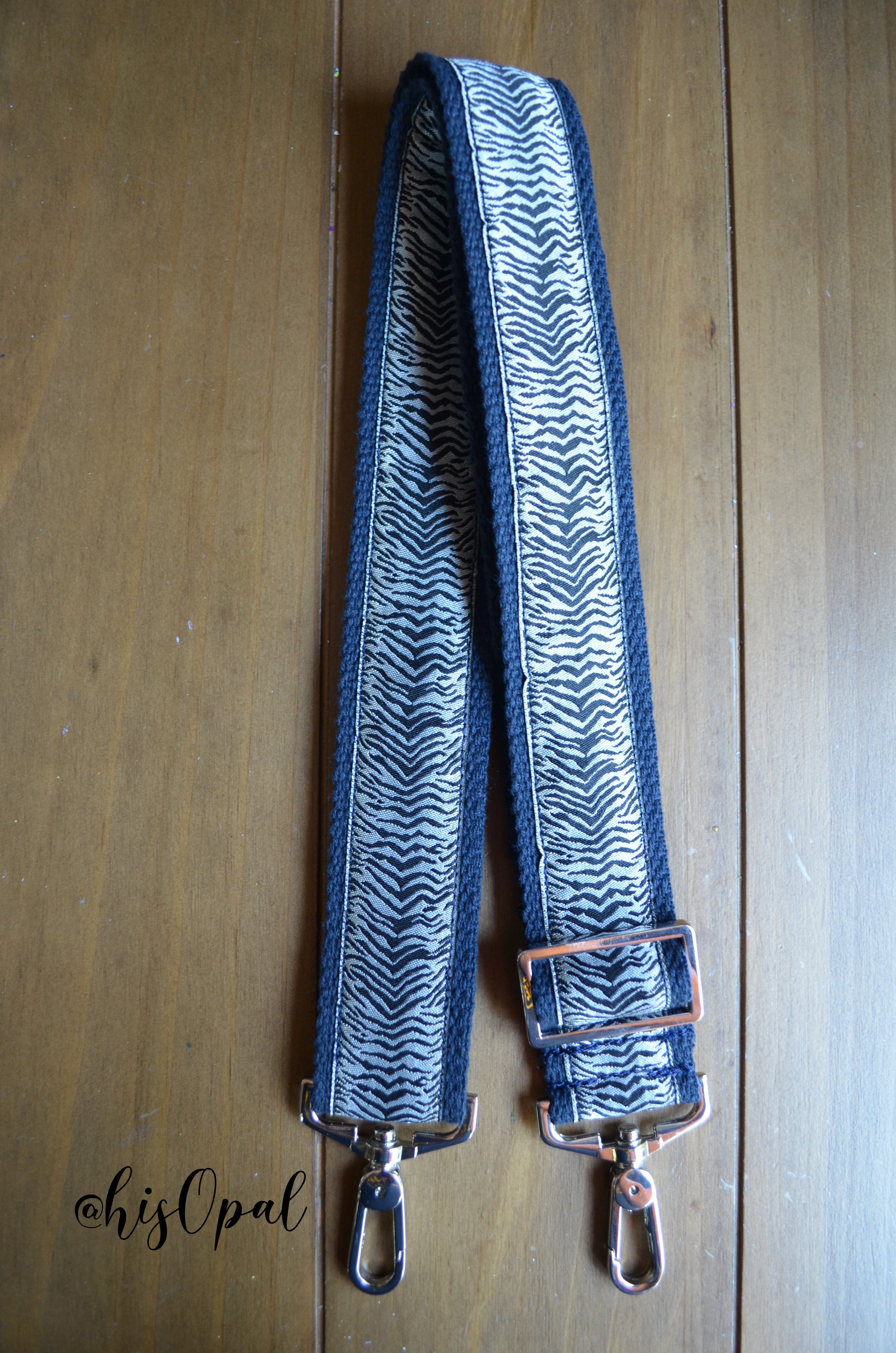 Hand Made Adjustable Purse Strap, Blue Zebra, Navy Back, 25 to 43.5 in –  hisOpal art~swimwear~fashion